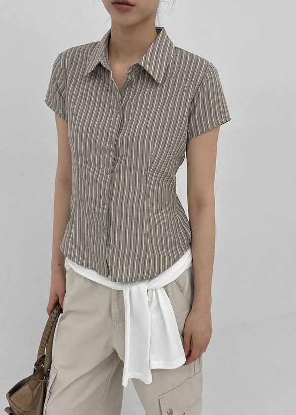 [MADE] Lunea Stripe Short-Sleeve Shirt