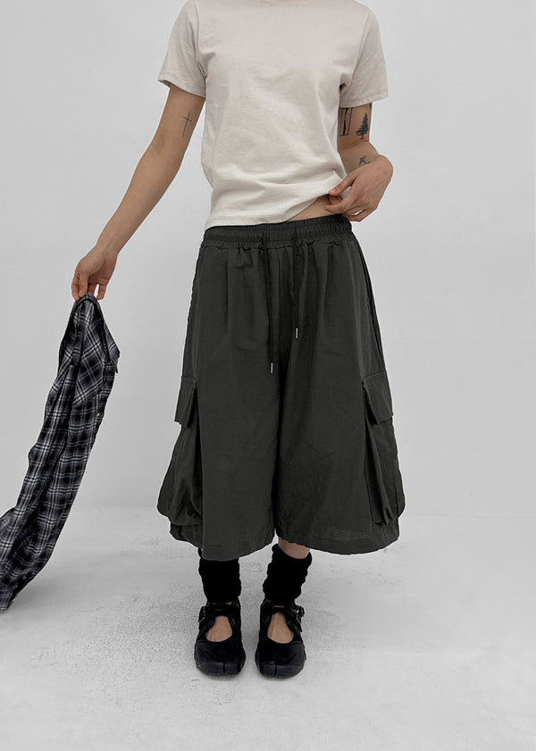 (UNISEX) Cupy Linen-like Cargo Bermuda Shorts