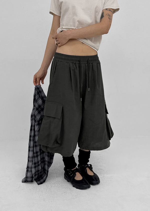 (UNISEX) Cupy Linen-like Cargo Bermuda Shorts