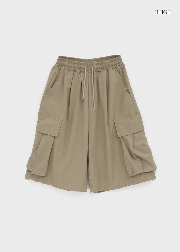 (UNISEX) Cupy Linen-like Cargo Bermuda Shorts