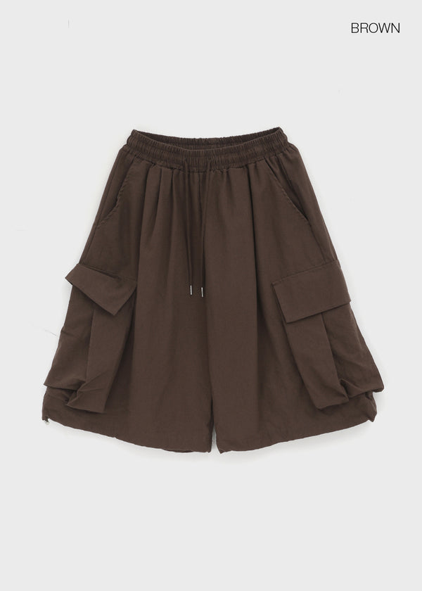 (UNISEX) Cupy Linen-like Cargo Bermuda Shorts