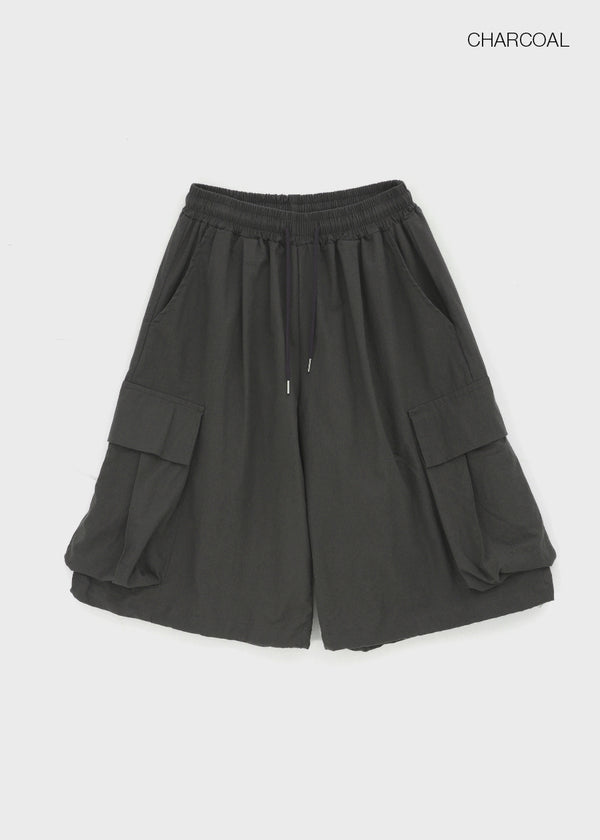 (UNISEX) Cupy Linen-like Cargo Bermuda Shorts