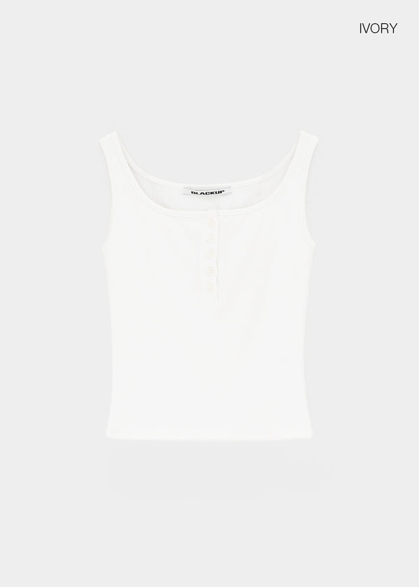 [B-BASIC] Tension Standard Square Henley Neck Sleeveless Top (2 SIZE)