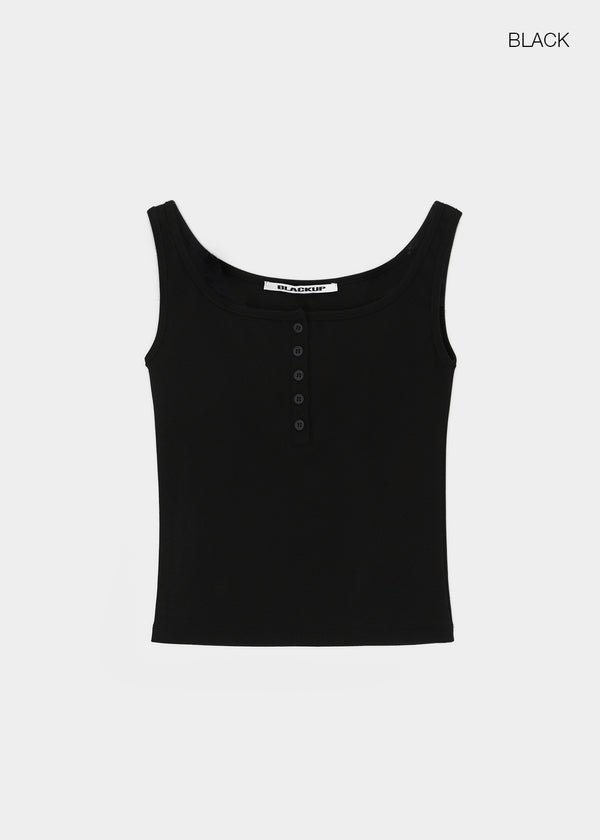 [B-BASIC] Tension Standard Square Henley Neck Sleeveless Top (2 SIZE)