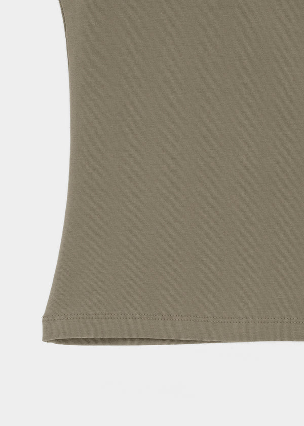 [B-BASIC] Tension Cotton Square-Neck Cap-Sleeve Short-Sleeve T-Shirt (2 SIZE)