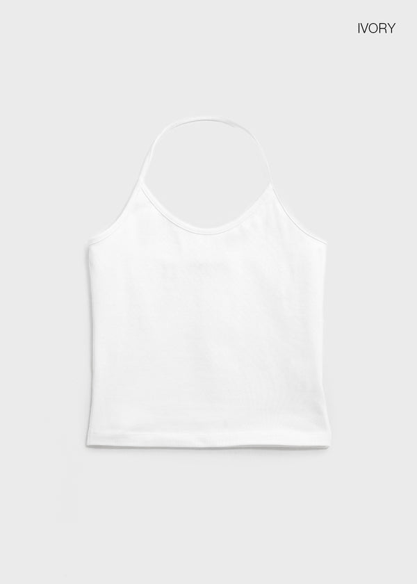 [B-BASIC] Tension Cotton Strap Halter Sleeveless Top (2 SIZE)