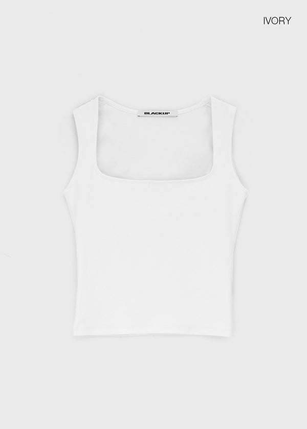 [B-BASIC] Tension Cotton Wide Square Neck Sleeveless Top (2 SIZE)