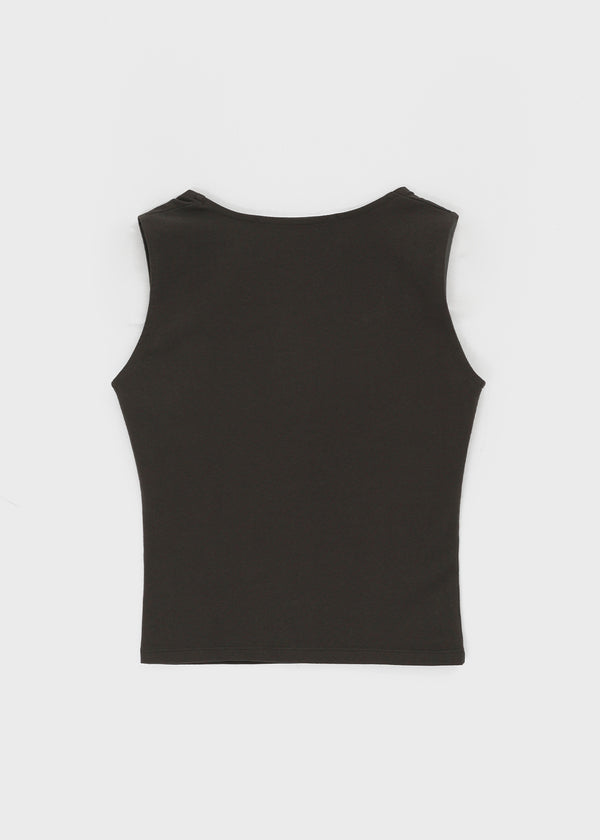 [B-BASIC] Tension Cotton Wide Square Neck Sleeveless Top (2 SIZE)