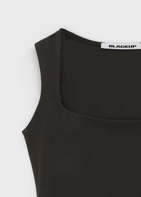 [B-BASIC] Tension Cotton Wide Square Neck Sleeveless Top (2 SIZE)