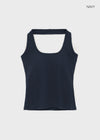 [B-BASIC] Ribbed Halter Sleeveless Top (Built-in Cap)