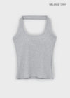 [B-BASIC] Ribbed Halter Sleeveless Top (Built-in Cap)