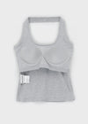 [B-BASIC] Ribbed Halter Sleeveless Top (Built-in Cap)