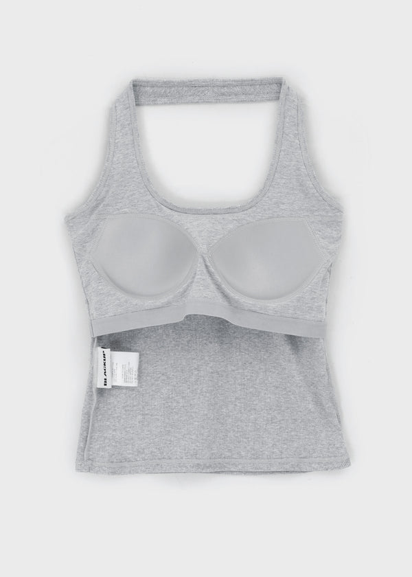 [B-BASIC] Ribbed Halter Sleeveless Top (Built-in Cap)