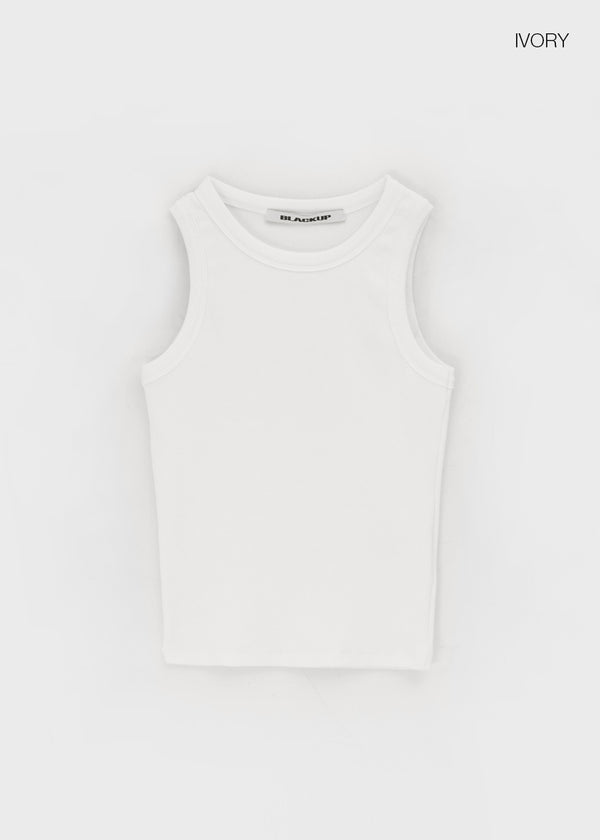 [B-BASIC] Basic Ribbed Round Mango Sleeveless Top (2SIZE)