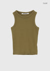 [B-BASIC] Basic Ribbed Round Mango Sleeveless Top (2SIZE)