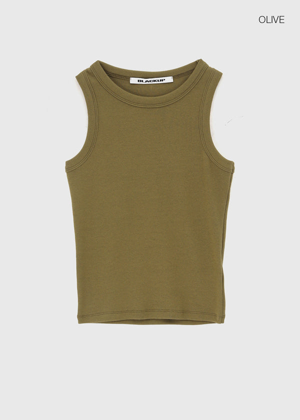 [B-BASIC] Basic Ribbed Round Mango Sleeveless Top (2SIZE)