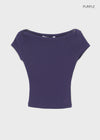 [B-BASIC] Basic Ribbed Boat Neck Short Sleeve Tee (2 SIZE)