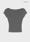 [B-BASIC] Basic Ribbed Boat Neck Short Sleeve Tee (2 SIZE)