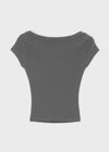[B-BASIC] Basic Ribbed Boat Neck Short Sleeve Tee (2 SIZE)