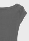 [B-BASIC] Basic Ribbed Boat Neck Short Sleeve Tee (2 SIZE)