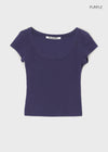 [B-BASIC] Basic Ribbed Wide U-Neck Cap Sleeve Short Sleeve Top (2 Size)