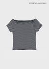 [B-BASIC] Standard Slim Off-Shoulder Short-Sleeve T-Shirt (2 SIZE)