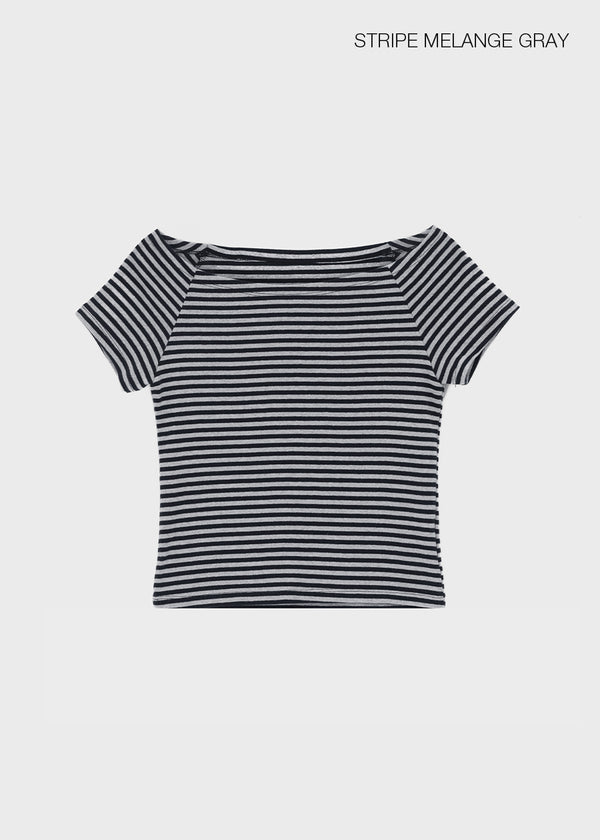 [B-BASIC] Standard Slim Off-Shoulder Short-Sleeve T-Shirt (2 SIZE)
