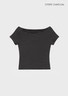 [B-BASIC] Standard Slim Off-Shoulder Short-Sleeve T-Shirt (2 SIZE)