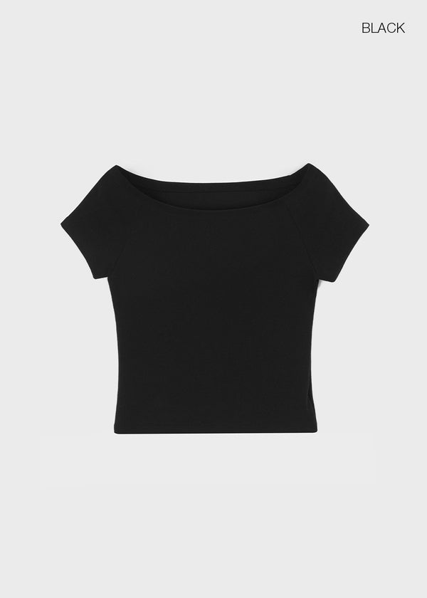 [B-BASIC] Standard Slim Off-Shoulder Short-Sleeve T-Shirt (2 SIZE)