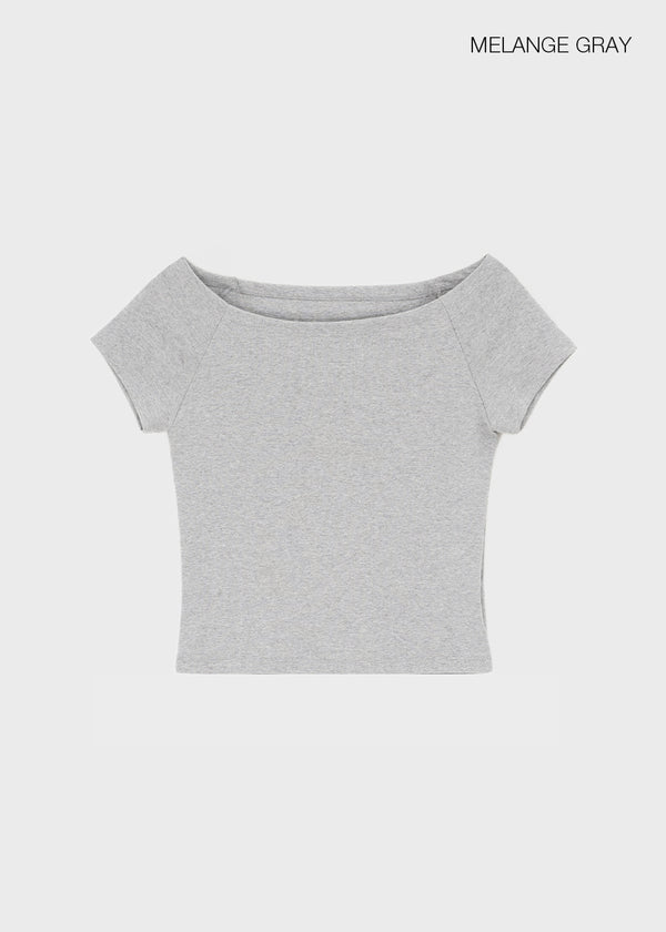 [B-BASIC] Standard Slim Off-Shoulder Short-Sleeve T-Shirt (2 SIZE)