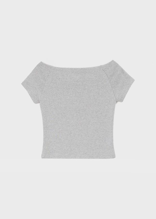 [B-BASIC] Standard Slim Off-Shoulder Short-Sleeve T-Shirt (2 SIZE)
