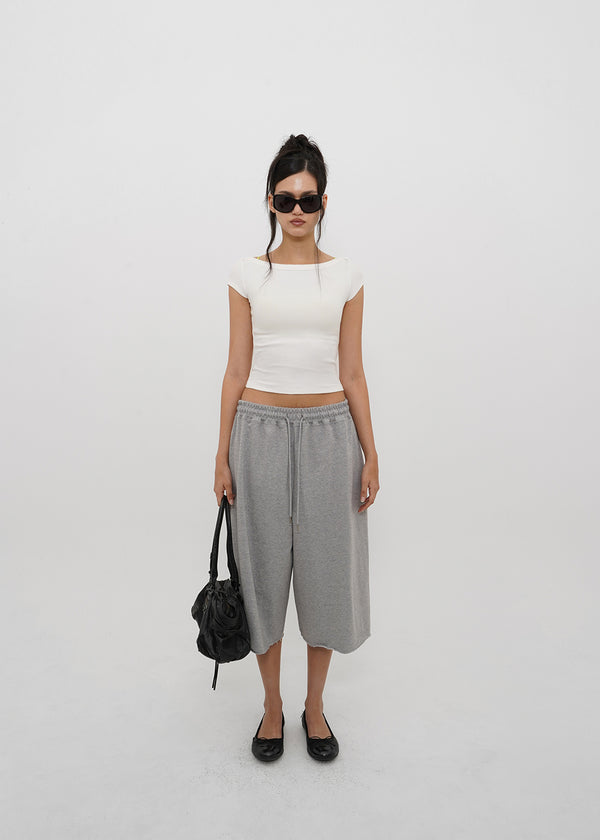 [B-BASIC] Basic Ribbed Boat Neck Short Sleeve Tee (2 SIZE)