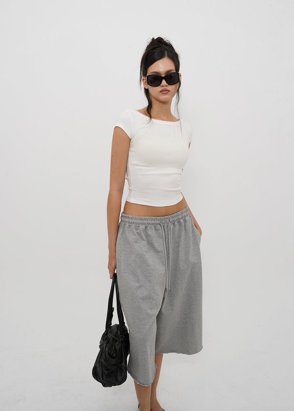 [B-BASIC] Basic Ribbed Boat Neck Short Sleeve Tee (2 SIZE)
