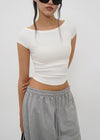 [B-BASIC] Basic Ribbed Boat Neck Short Sleeve Tee (2 SIZE)