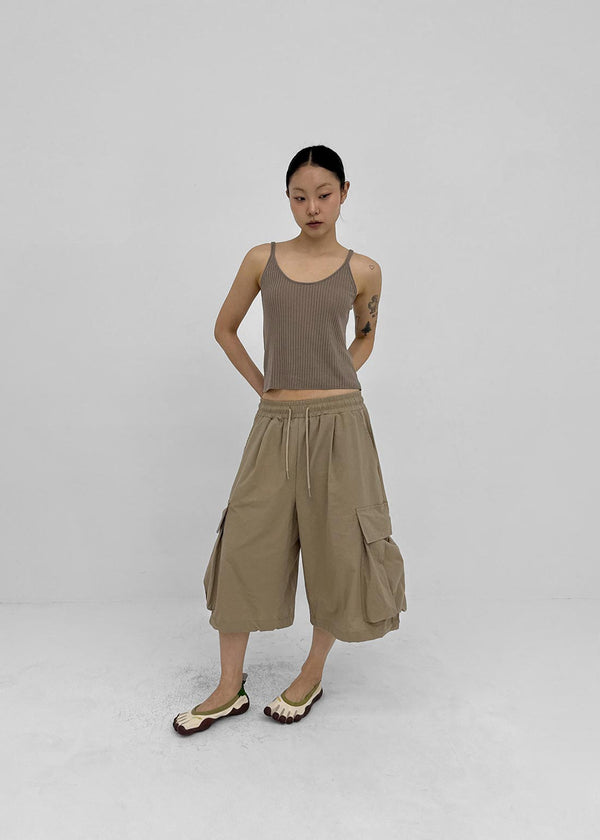 (UNISEX) Cupy Linen-like Cargo Bermuda Shorts