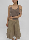 (UNISEX) Cupy Linen-like Cargo Bermuda Shorts