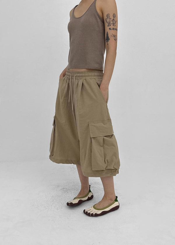 (UNISEX) Cupy Linen-like Cargo Bermuda Shorts