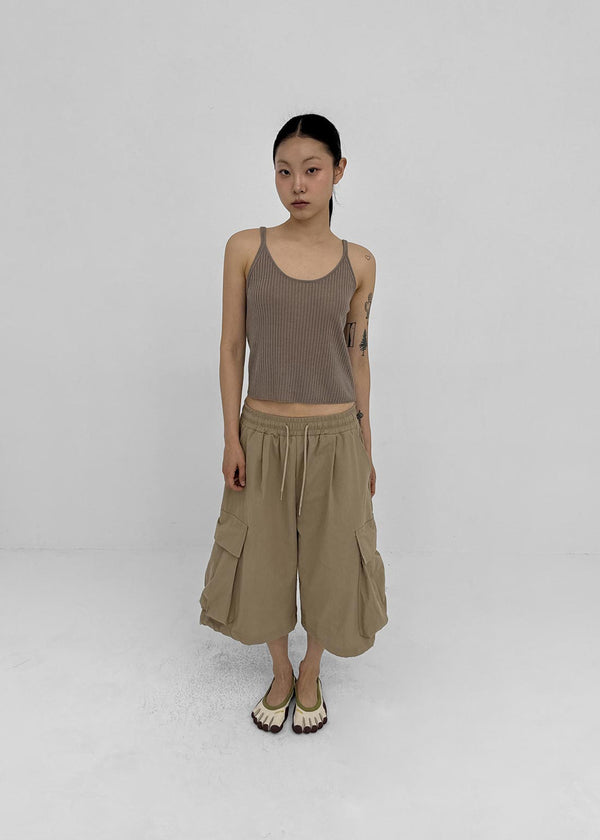 (UNISEX) Cupy Linen-like Cargo Bermuda Shorts