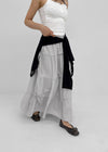 Kyoryong Ribbon Tiered Long Skirt