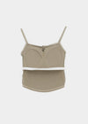 Shupong Henley Neck Lace Crop Sleeveless (Built-in Cap)