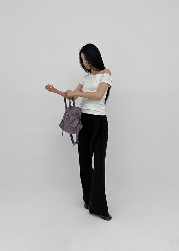 [MADE] Servi Shirred One-Shoulder Short-Sleeve T-Shirt