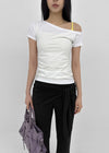 [MADE] Servi Shirred One-Shoulder Short-Sleeve T-Shirt
