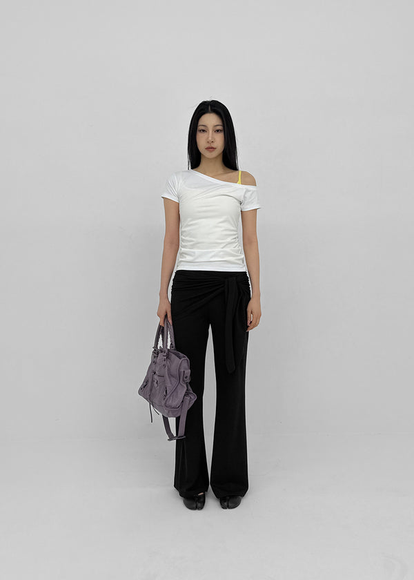 [MADE] Servi Shirred One-Shoulder Short-Sleeve T-Shirt