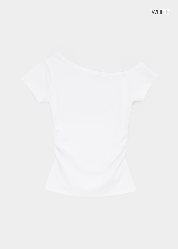 [MADE] Servi Shirred One-Shoulder Short-Sleeve T-Shirt
