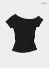 [MADE] Servi Shirred One-Shoulder Short-Sleeve T-Shirt