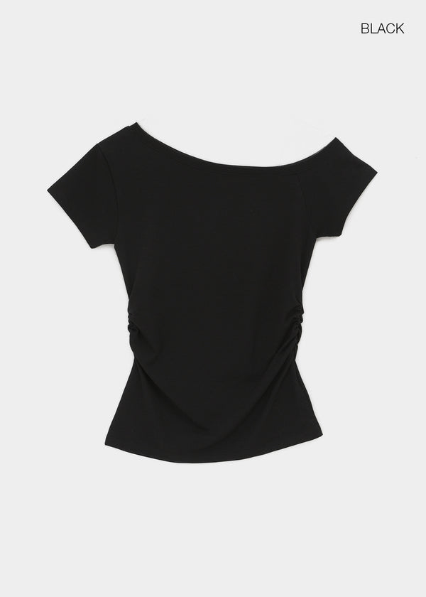 [MADE] Servi Shirred One-Shoulder Short-Sleeve T-Shirt