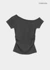 [MADE] Servi Shirred One-Shoulder Short-Sleeve T-Shirt