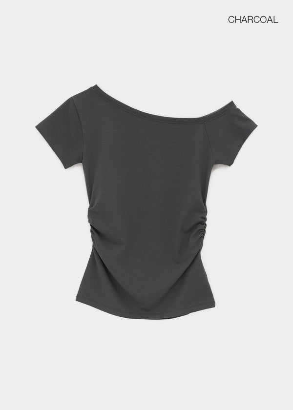 [MADE] Servi Shirred One-Shoulder Short-Sleeve T-Shirt