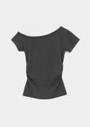 [MADE] Servi Shirred One-Shoulder Short-Sleeve T-Shirt