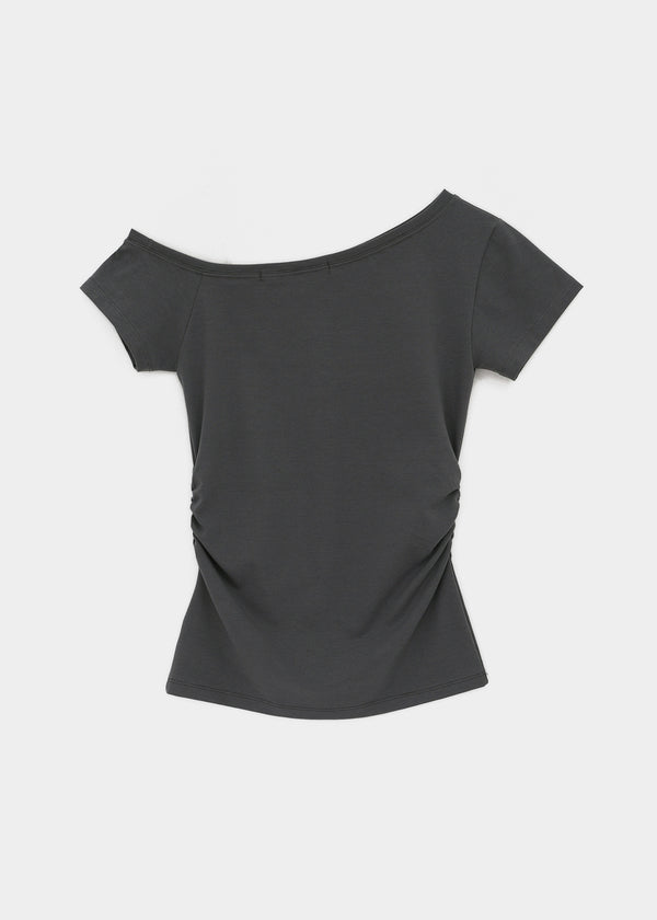 [MADE] Servi Shirred One-Shoulder Short-Sleeve T-Shirt